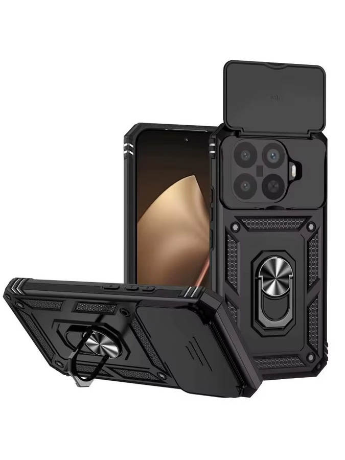 Stoßfeste Xiaomi 15T Pro Handyhülle mit magnetischem Ring und Kameraobjektivschutz in Schwarz - Bild 6