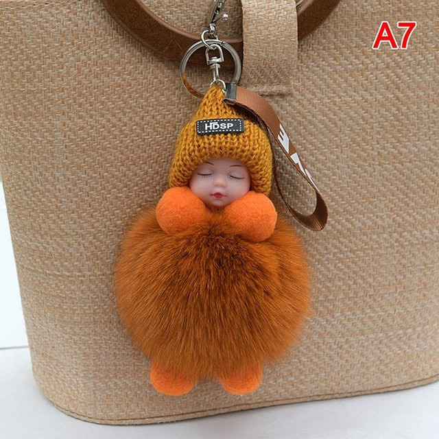 Linyi toy Schlüsselanhänger Pompom, Plüschpuppe, brown, Damen, Mädchen - Bild 1