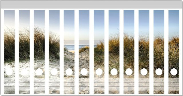 Wallario Ordnerrücken Sticker 12 Stück Motiv Weg durch die Dünen zum Strand am Meer in Multicolour - Bild 1