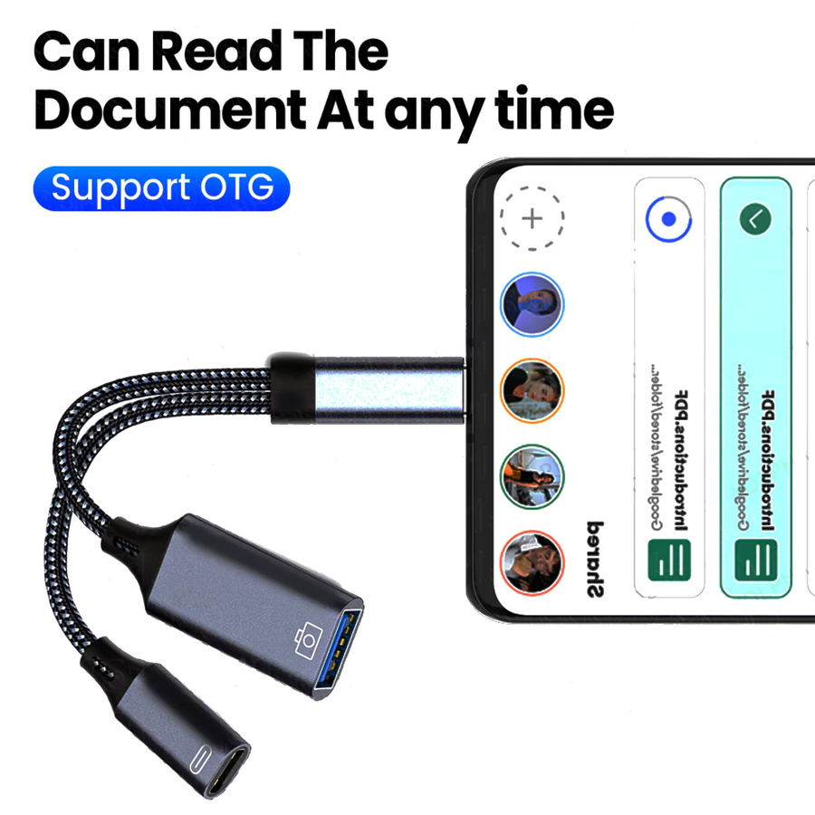 Zwei-in-eins OTG USB-Kabel mit PD-Ladeadapter Typ C auf USB-A für iPhone und Samsung - Bild 4