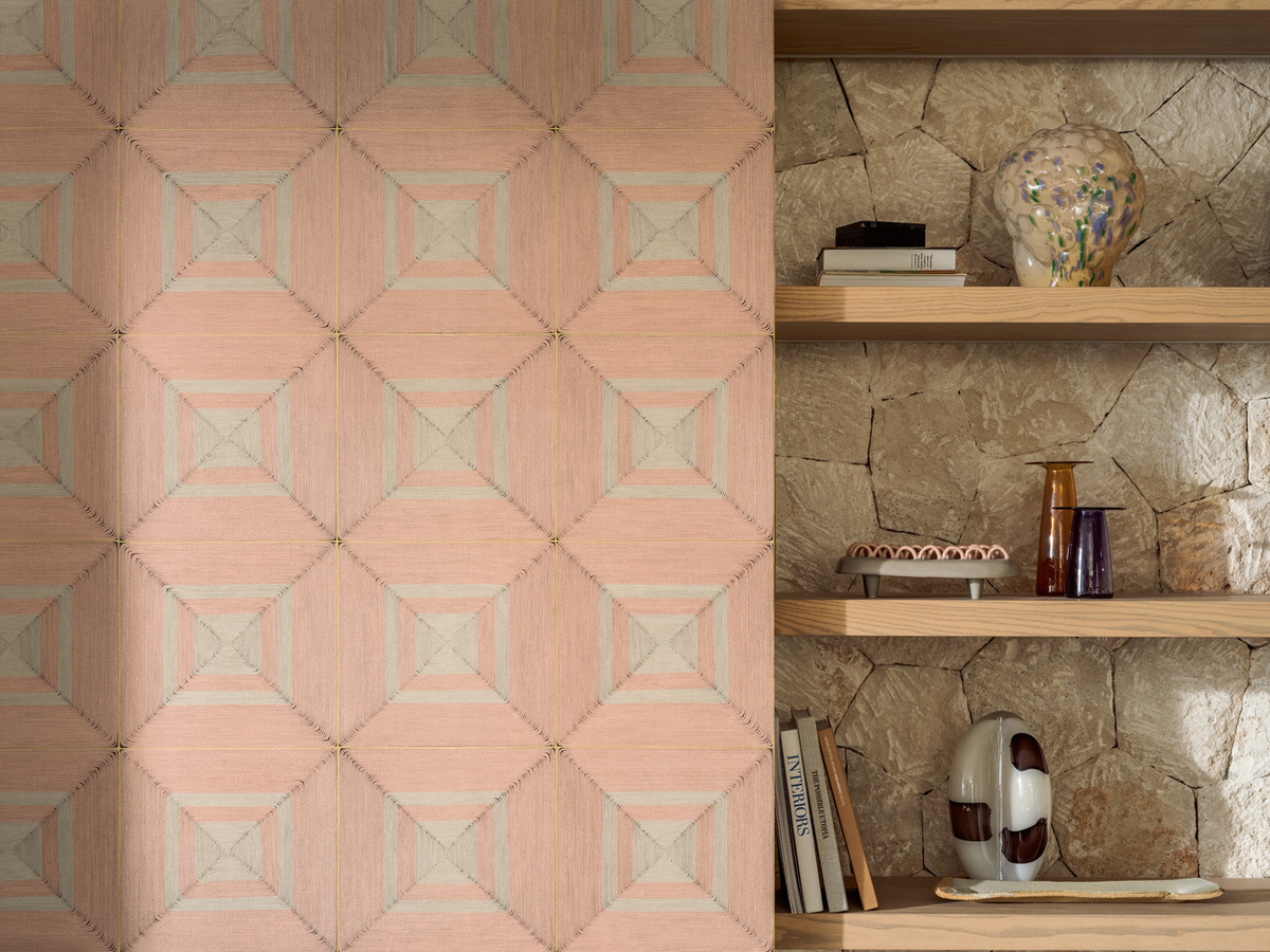 Élitis Tapete Carrés Jalonnés VP 996 50 in Pink mit geometrischem Abstract-Design - Bild 1