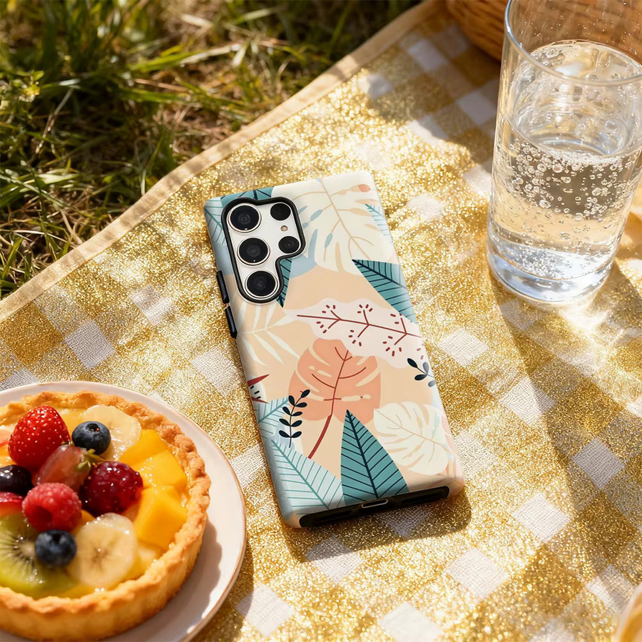 Glänzende Pastellgeblatt Handyhülle für Samsung Galaxy S25 Ultra, S24 und S23 Ultra Plus in Multicolour mit doppellagiger Rückseite - Bild 4