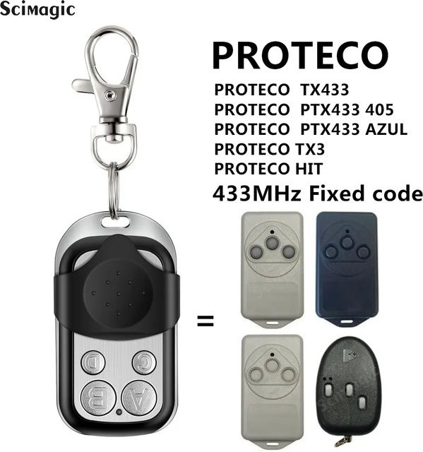 PROTECO Garagentor Fernbedienung Schlüsselanhänger Command TX433/PTX433 Blau 433MHz Fixed Code - Bild 1
