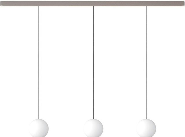 KOMOT KOS Trio L LED-Pendelleuchte Schiene 150 cm in Nickel matt und Schwarz mit mundgeblasenem Opalglas und Tunable White (2200K - 4200K) - Bild 1