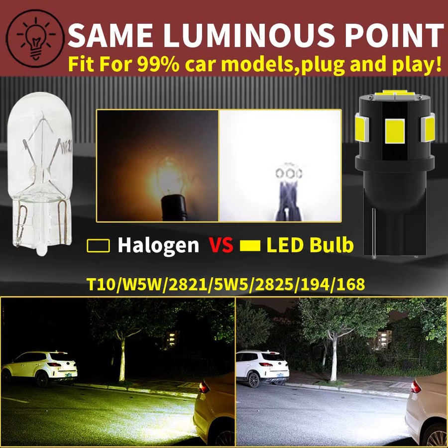 Neallor 10 Stück T10 W5W Canbus LED-Lampen für Honda Civic CRV City Fit Jazz Auto-Innenraumbeleuchtung Weiß 12V - Bild 3