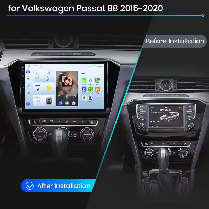 Junsun Wireless CarPlay und Android Auto Autoradio für VW Volkswagen Passat B8 MK8, 10.0 Zoll IPS Touchscreen Multimedia-Player mit GPS, WiFi, 4G, Bluetooth und DSP, Schwarz - Bild 2