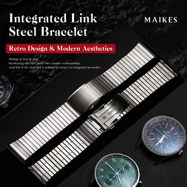 MAIKES Uhrenarmband, Edelstahl, Silber, Schnellverschluss - Bild 1