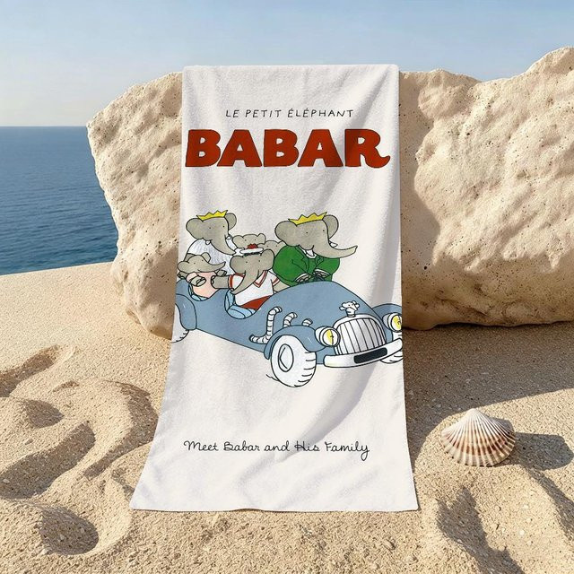 Strandtuch Anime Babar der Elefant von JMG Household Supplies, Farbe: Weiß, B/L: 80 x 160 cm - Bild 1