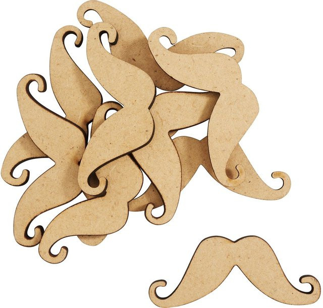 VBS Streuteile Schnurrbart aus MDF-Holz in Beige mit Klebefläche - Bild 1