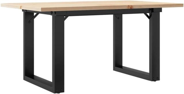 vidaXL Couchtisch mit O-Gestell aus Massivholz Kiefer und Stahl in Braun, B/T/H: 80 x 50 x 40 cm - Bild 1