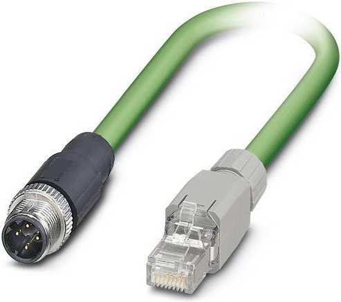 Phoenix Contact 1416242 Sensor-Aktor-Datensteckverbinder M12 Stecker gerade, Cat5e Ethernet LAN, 8P8C, grün, Länge: 2,00 m - Bild 1