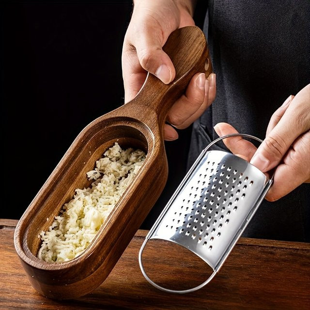 Venlohome Zester aus Edelstahl mit Holzgriff in Silber für Käse, Gemüse, Obst und Schokolade - Bild 1