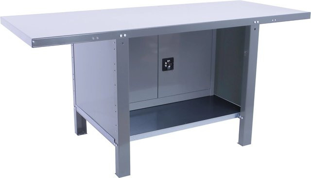 PROREGAL Werkbank BUFFALO aus Metall mit Schrank in Grau, Traglast 700 kg, H x B x T: 83 x 150 x 73 cm - Bild 1