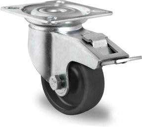 CASCOO Lenkrolle Serie P4P4 mit Totalfeststeller und Gleitlager, Durchmesser: 75 mm, verzinkt in Schwarz und Silber - Bild 1