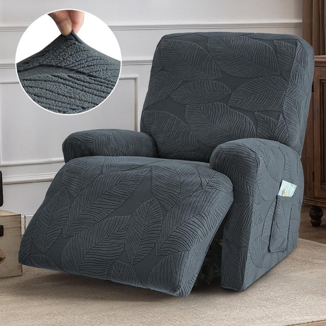 Dehnbarer Relax-Sofabezug von Yiran Furniture mit Jacquard-Floral-Muster in Grau für 1/2/3-Sitzer und Relax-Sessel - Bild 1