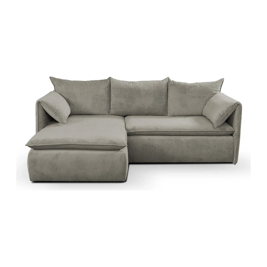 Vente-unique Schlafsofa Teodora in L-Form mit Cord-Bezug, Farbe Taupe, Breite: 230 cm - Bild 2
