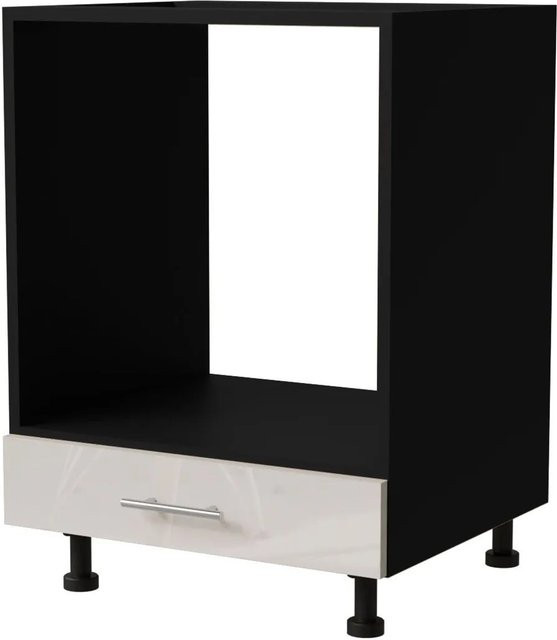 Feldmann-Wohnen Herdumbauschrank Brerra D11K/60 in Schwarz und Creme Hochglanz B/T/H: 60 x 50 x 82 cm - Bild 1