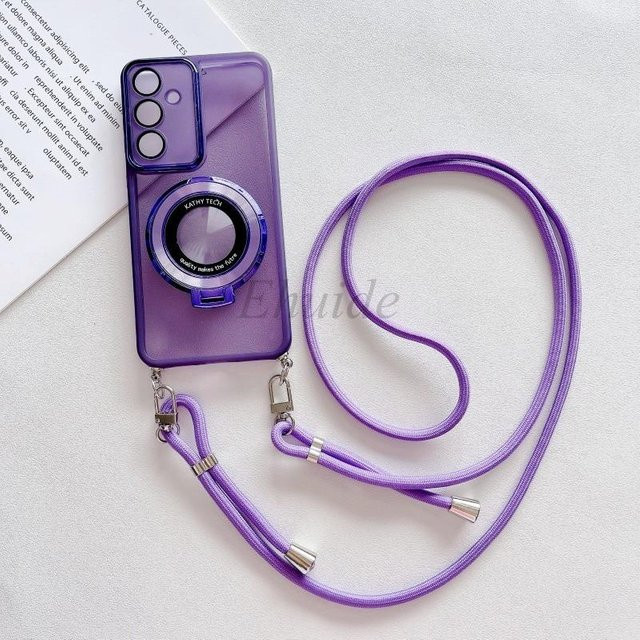 Magnetische Lanyard Hülle mit Umhängeband für Xiaomi und Redmi Note, Transparent/Lila - Bild 1