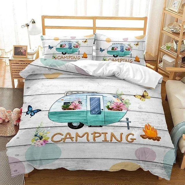 Lodestar Bettwäsche-Set mit 3D-Campingauto-Aufdruck, 2-teiliges Microfaser-Bettwäsche-Set in Mehrfarbig, Breite: 133 cm, Höhe: 70 cm - Bild 1