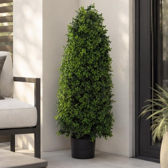 Künstlicher Buchsbaum MCW-Q89 in Grün, Buxus als Kegel im Topf, naturgetreue Kunstpflanze für Outdoor, Höhe: 90 cm, Breite: 35 cm, Tiefe: 35 cm - Bild 1