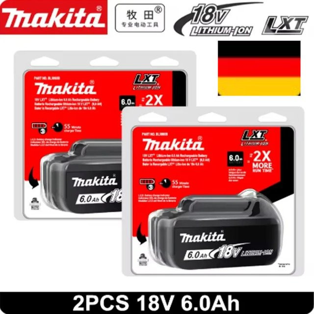 Makita BL1860 wiederaufladbarer 18V 6Ah Lithium-Ionen-Akku in Schwarz für LXT 400 Serie - Bild 1