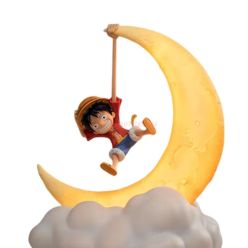 Bandai One Piece Ruffy Nachtlicht Mond Lampe mit magnetischer Steuerung in Gelb - Bild 5
