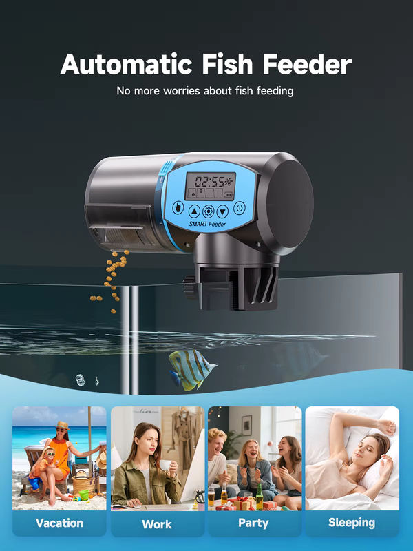 Weomg Auto Smart Fischfutterautomat Schwarz, intelligenter zeitgesteuerter automatischer Fischfütterer für Aquarien und Goldfische, 200ml - Bild 7