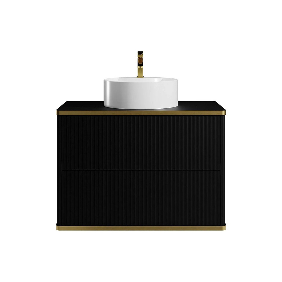 Vente-unique Einzelwaschtisch Keliza in Schwarz mit Gold und Streifenoptik, Breite: 80 cm - Bild 2