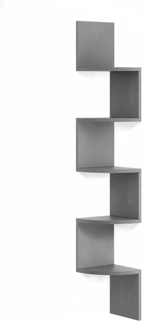 Relaxdays Eckwandregal aus MDF in Grau mit 5 Etagen und Zickzack-Design, Höhe: 125 cm, Breite: 20 cm, Tiefe: 20 cm - Bild 1