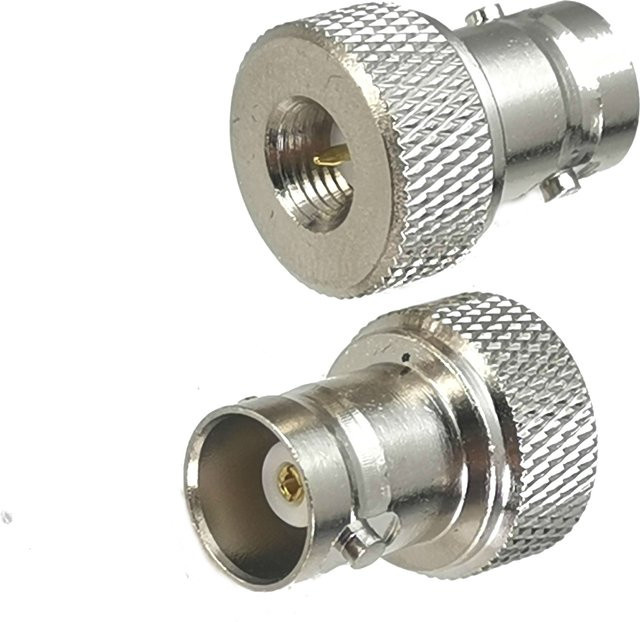 SMA Stecker auf BNC Buchse RF Koaxial Konverter, gerade, vernickelt, Silber - Bild 1