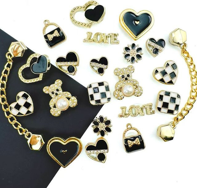 FHLDING Schuh Charms Set, Golden Bear, Herzförmige Kette, Unisex - Bild 1
