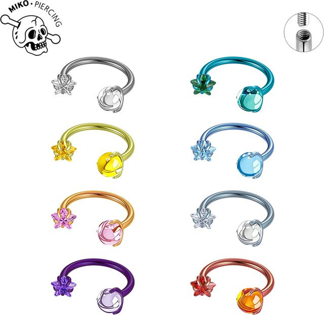 weilaimeng Piercing, Titan, Stern-Hufeisen, Bunt, Unisex - Bild 1