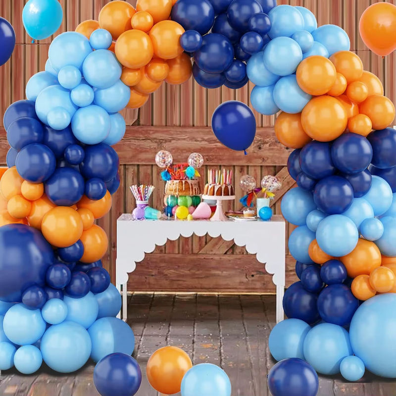 114-teiliges Latex-Ballonbogen-Set in Blau und Orange für Geburtstag und Hochzeit - Bild 5