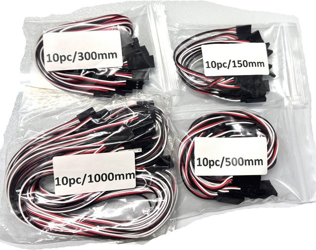 QYWWRC RC Servo Verlängerungskabel Set, 10er Pack, Längen: 150mm, 300mm, 500mm und 1000mm, für RC Autos und Hubschrauber - Bild 1