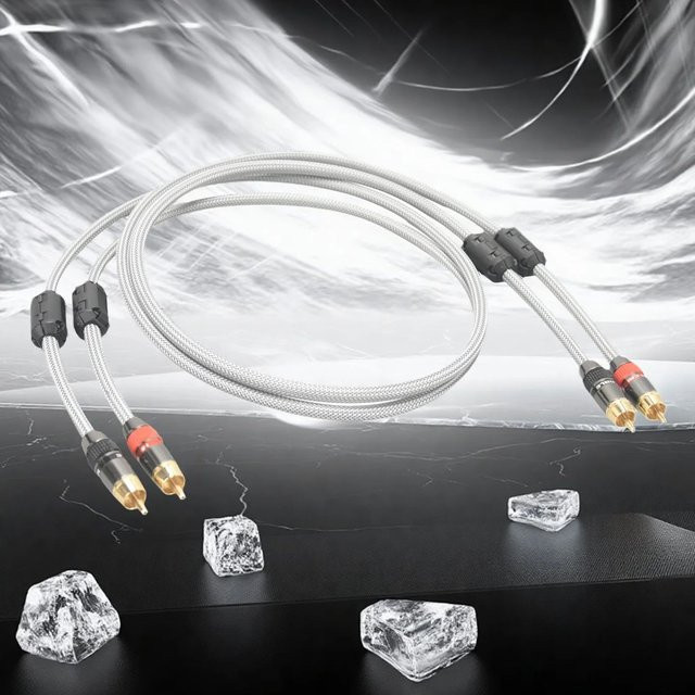 HIFIDIY LIVE Hi-Fi RCA-Audiokabel 2RCA-zu-2RCA in Grau mit 4N OFC Kern und unabhängiger Abschirmung (Paar) - Bild 1