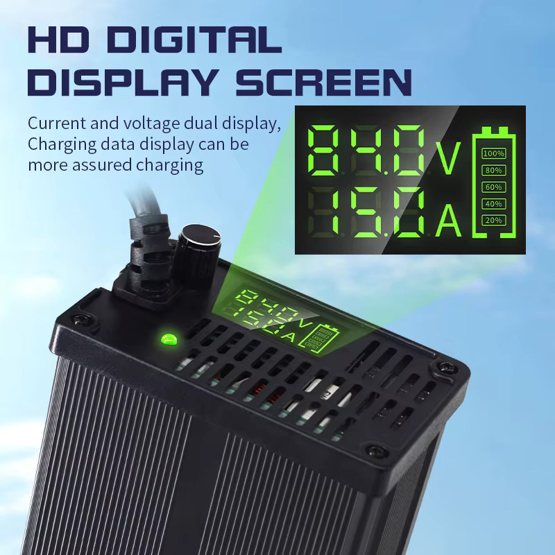 Luxuglow Einstellbares Lithium-Batterie-Ladegerät mit LCD-Display, 60V, 1-20A, für 16S bis 20S, Schwarz - Bild 5