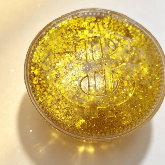 Münz-Squishy Simulation Dollar Gold Glitzerpuder Zucker gefüllt, Stressabbau Quetsch-Dekompressionsspielzeug, yellow - Bild 1