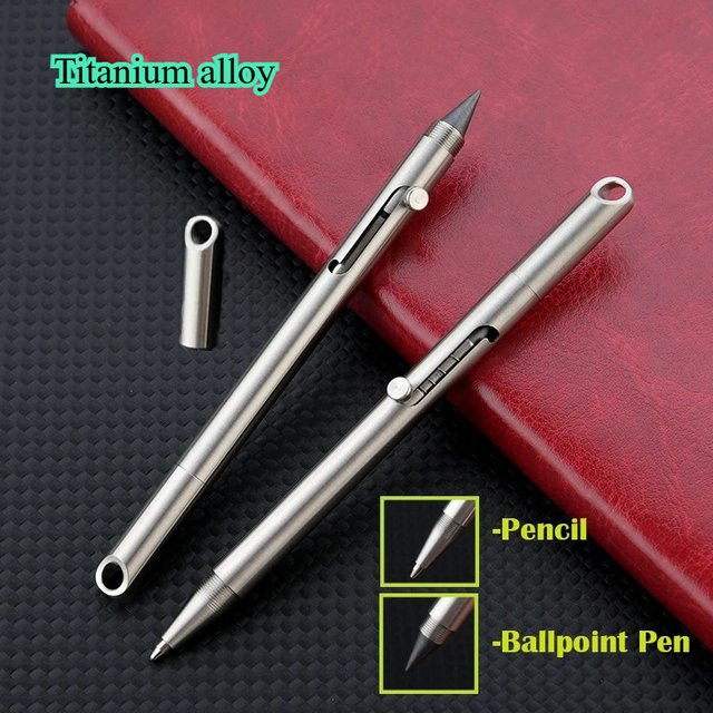 Tragbarer 2-in-1 Edelstahl-Stift als Schlüsselanhänger mit Radierbarem Bleistift in Silber - Bild 1