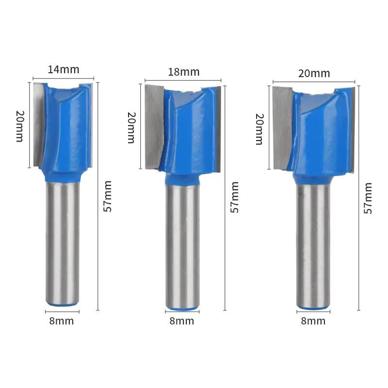 Intlshaft 7er Set Gerade Fräser mit 8mm Schaft in Blau für Holzbohrer und Planfräser - Bild 2