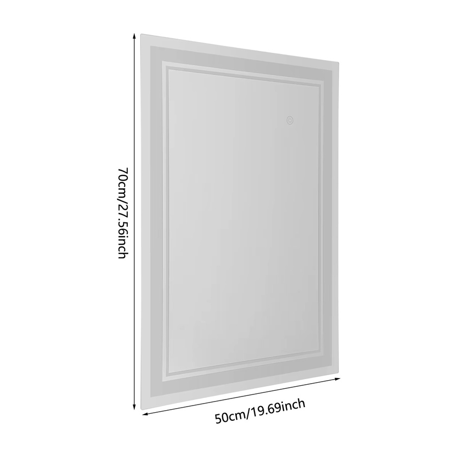Bymaocar LED-Badezimmerspiegel mit Ringbeleuchtung in Silber und Weiß, Wandspiegel mit Touch-Bedienung und einstellbarer Lichtintensität, B/H: 70 x 50 cm - Bild 3