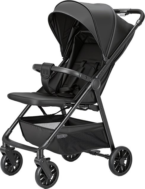 Kompakter Reisebuggy für Kleinkinder mit Liegesitz und großem Aufbewahrungskorb in Schwarz - Bild 1