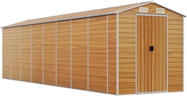 vidaXL Gerätehaus aus verzinktem Stahl in Hellbraun, B/T/H: 725 x 191 x 198 cm - Bild 1