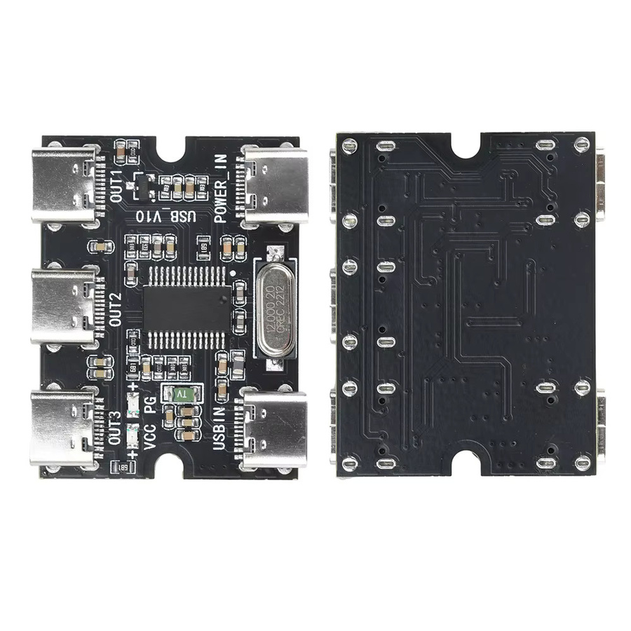 diymore USB-Erweiterungsplatine Hub 1 auf 3 Out mit USB-C und DC5V Stromschnittstelle, Schwarz - Bild 4