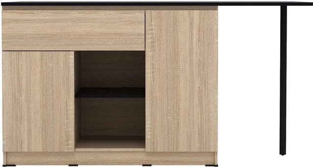 Kücheninsel Tunori von Vente-unique in Schwarz und Natur im Industriestil, B/T/H: 169,8 x 70,0 x 90,5 cm - Bild 1