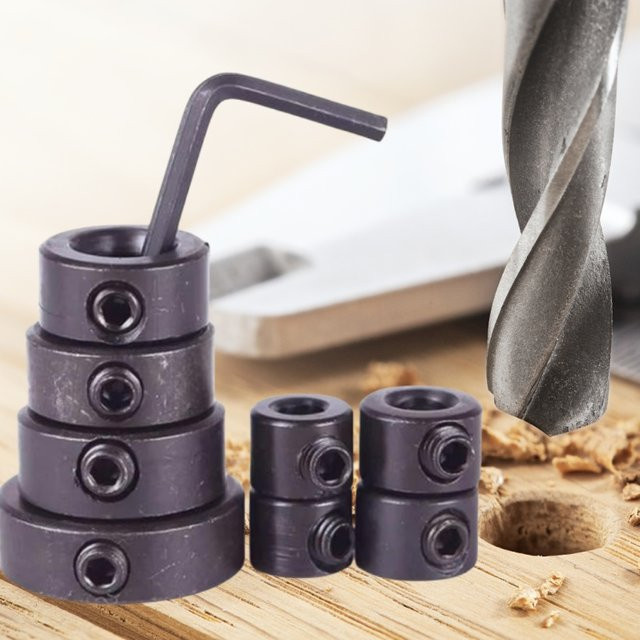 Wnew Holzbearbeitungsbohrer Set mit Tiefenanschlag und Kragenring, 8 Stück, Schwarz, 3–16 mm - Bild 1