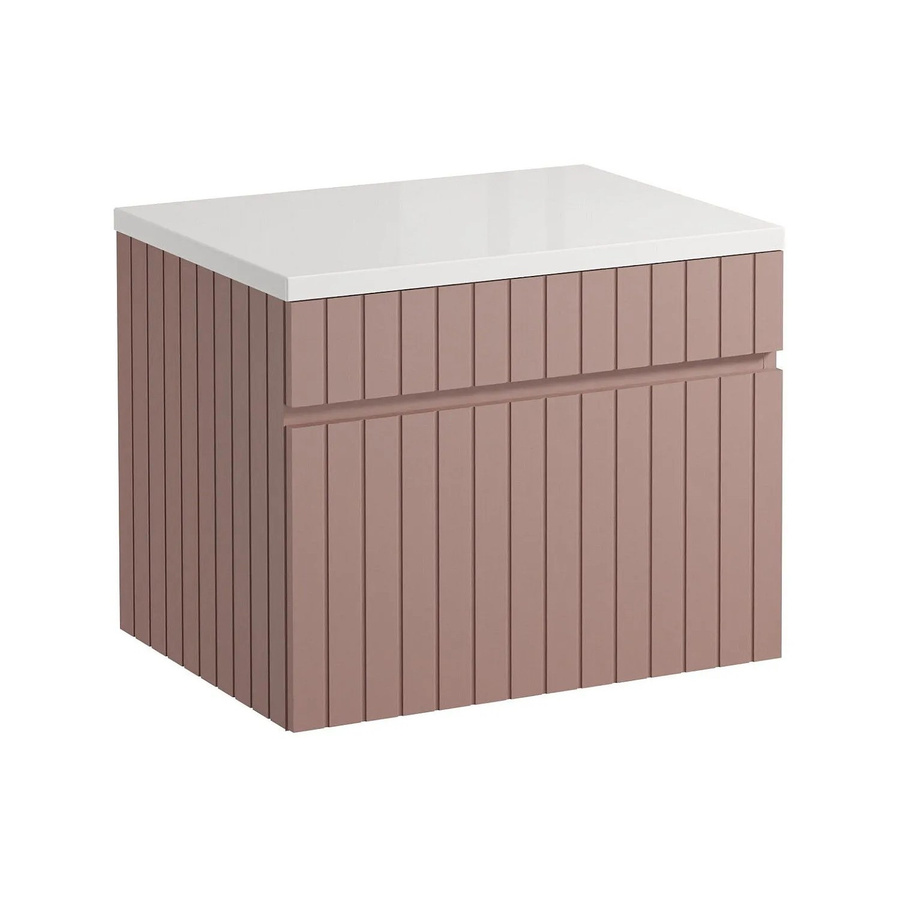 Vente-unique Waschbeckenunterschrank Satara in Puderrosa mit Streifen-Optik, Breite: 60 cm - Bild 2