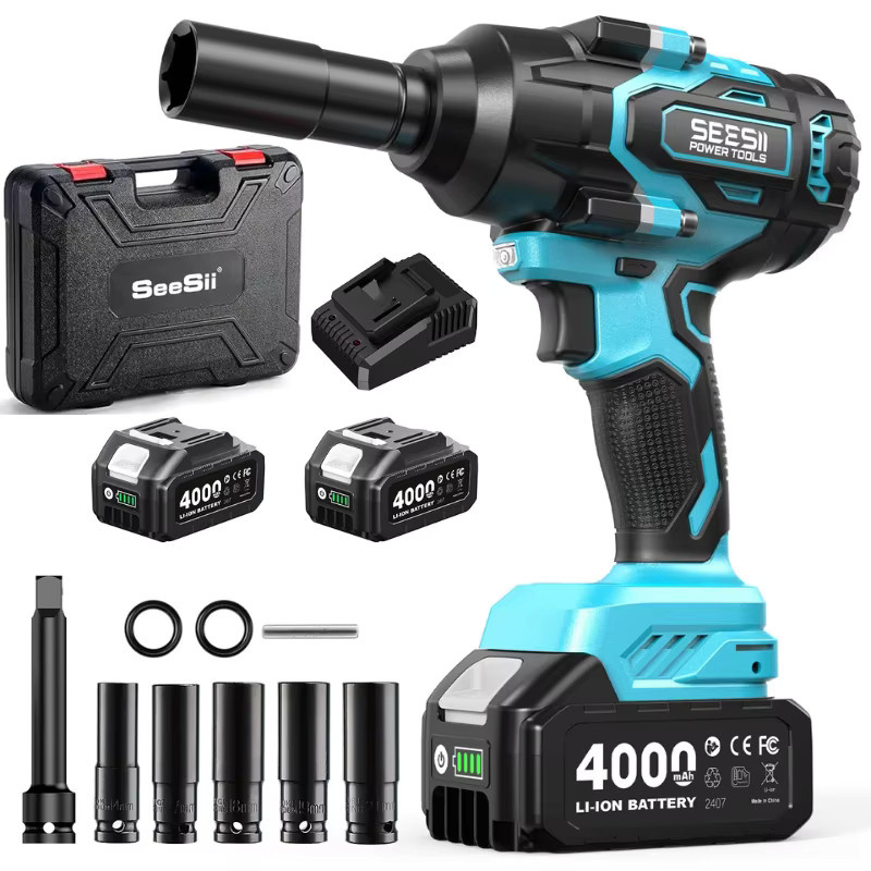 SEESII WH1-10 Ultra Akku-Schlagschrauber mit 900Nm, bürstenloser Elektroschrauber 1/2 Zoll in Blau, kompatibel mit Makita LXT Akkus, inklusive 4000mAh Akku - Bild 6