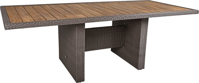 Garden Pleasure Gartentisch BRAGA aus Akazienholz und Geflecht, Grau, B/T: 220 x 100 cm - Bild 1