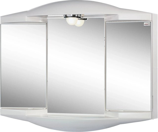 Spiegelschrank Jokey Chico Weiß Hochglanz mit integrierter Beleuchtung und Sensor-Schalter, B: 62 cm, H: 62 cm, T: 18 cm - Bild 1