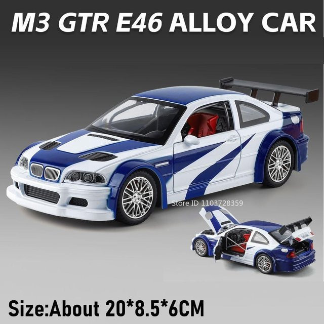 Linyi toy car M4 M3 Gtr E46 Supercar Modell Spielzeug, 1:24, ab 14 Jahre - Bild 1
